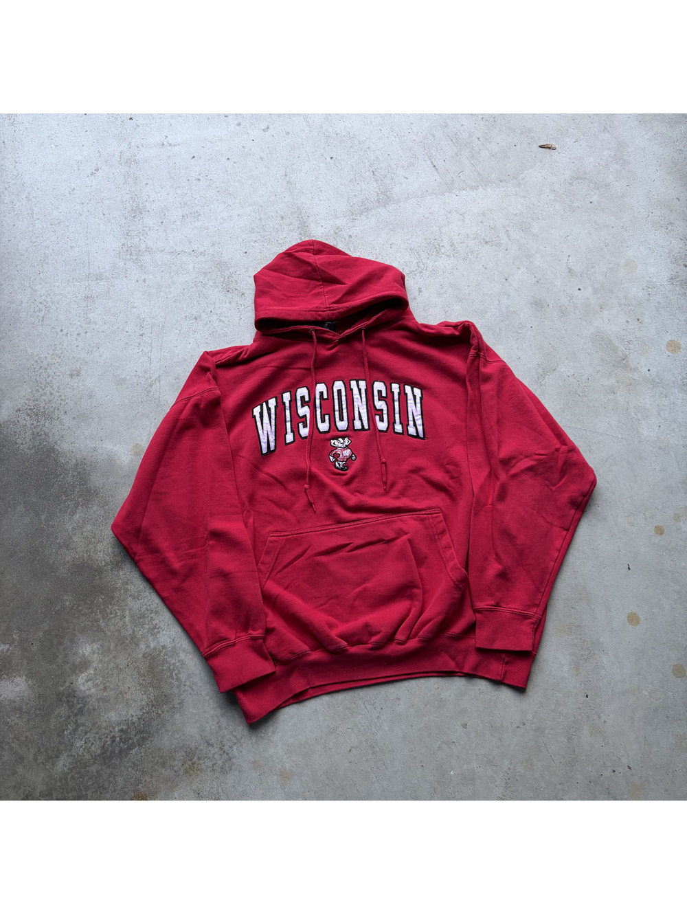 Old Varsity Brand Wisconsin Red Hoodie Sweatshirt